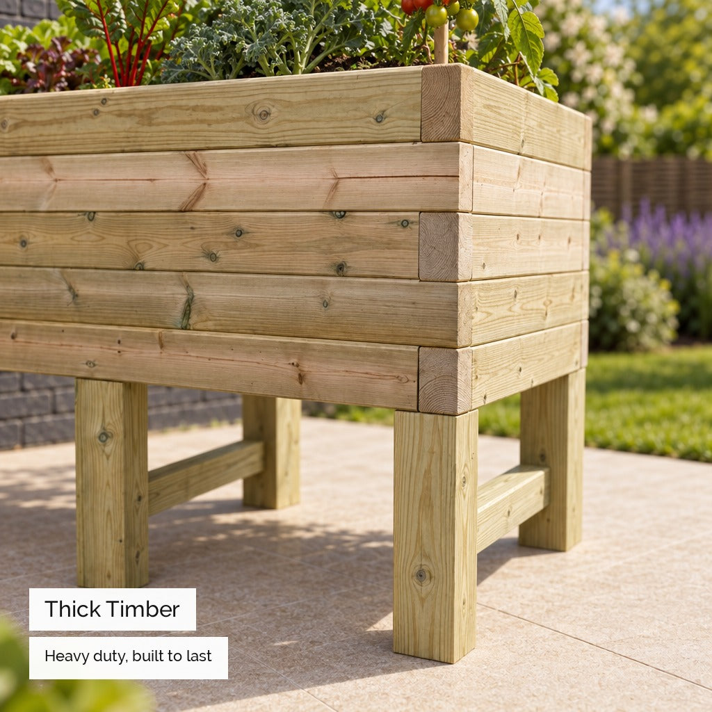 Raised Super Heavy Duty Veg Trough - thick heavy-duty timber #180cm(L) x 60cm(W) x 80cm(H) #150cm(L) x 60cm(W) x 80cm(H) #120cm(L) x 60cm(W) x 80cm(H)