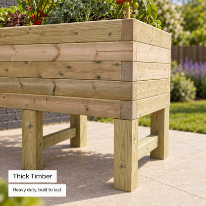 Raised Super Heavy Duty Veg Trough - thick heavy-duty timber #180cm(L) x 60cm(W) x 80cm(H) #150cm(L) x 60cm(W) x 80cm(H) #120cm(L) x 60cm(W) x 80cm(H)