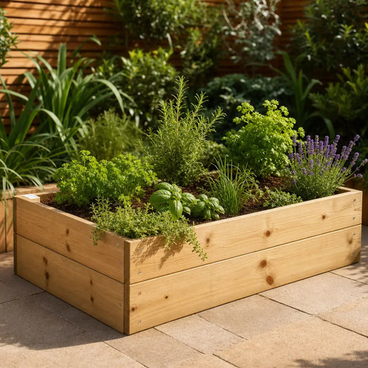 Premium Rectangular Wood Raised Bed