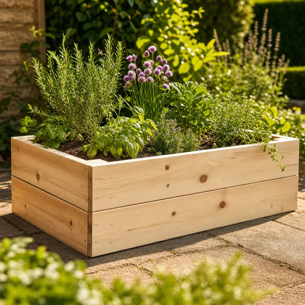 Premium Rectangular Wood Raised Bed