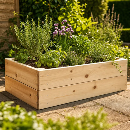 Premium Rectangular Wood Raised Bed