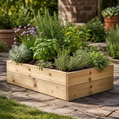 Premium Rectangular Wood Raised Bed