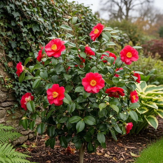 Red Camellia japonica Plant