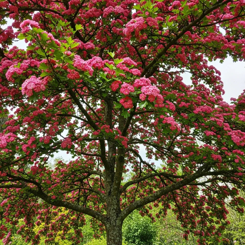 6ft Half-Standard 'Paul's Scarlet' Mature Red Hawthorn Tree  | 6/8cm Girth | Grown in 20L Airpot