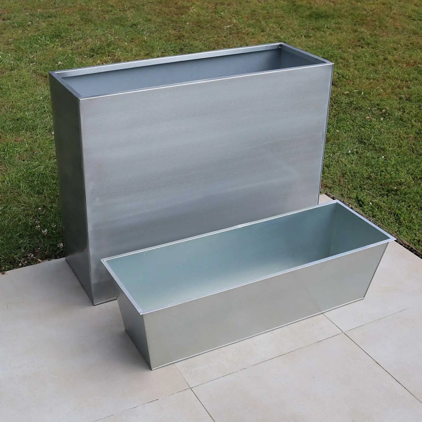 Zinc Galvanised Long Tall Trough Planter