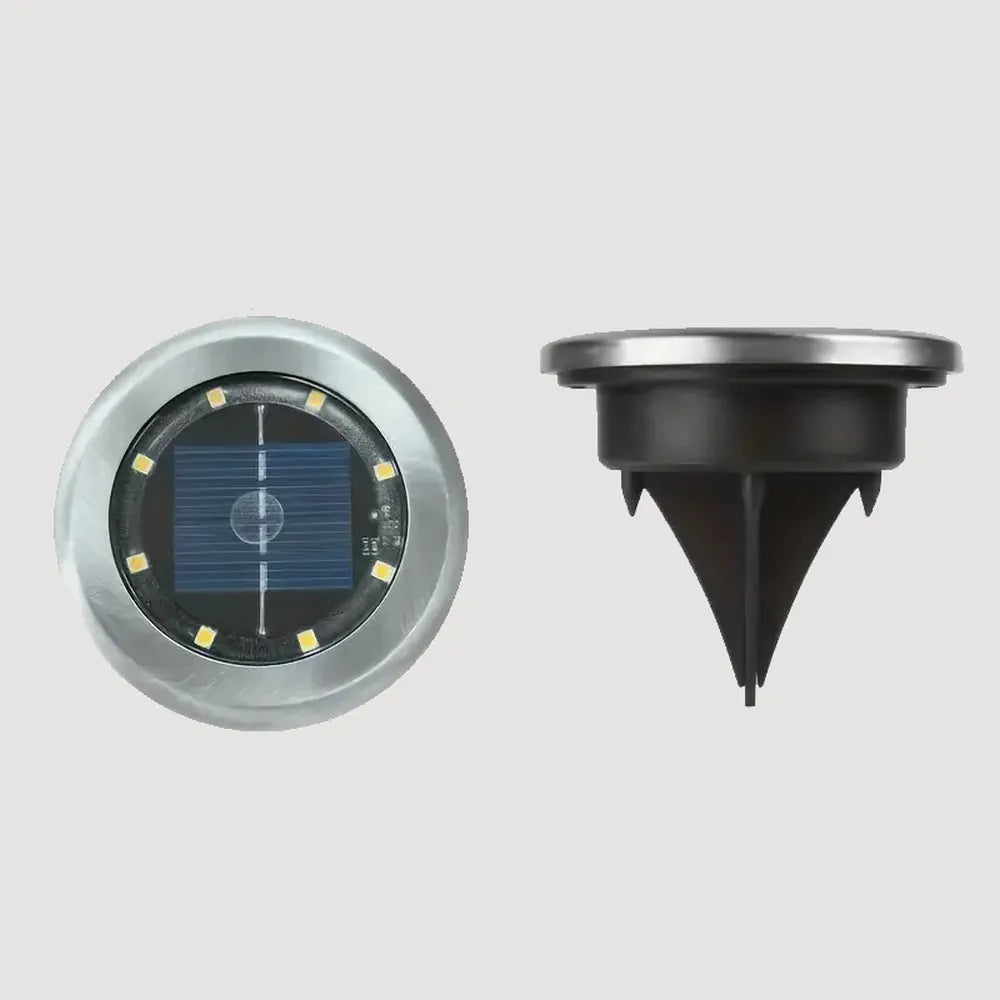 8 Warm LED Solar Garden Floor Lights with Stake & Automatic Sensor