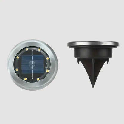 8 Warm LED Solar Garden Floor Lights with Stake & Automatic Sensor