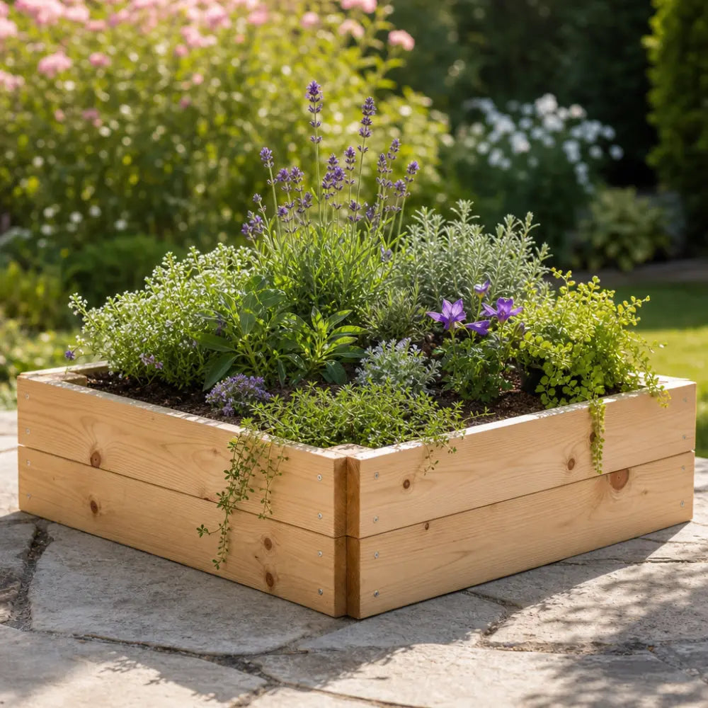 Premium Square Wood Raised Bed