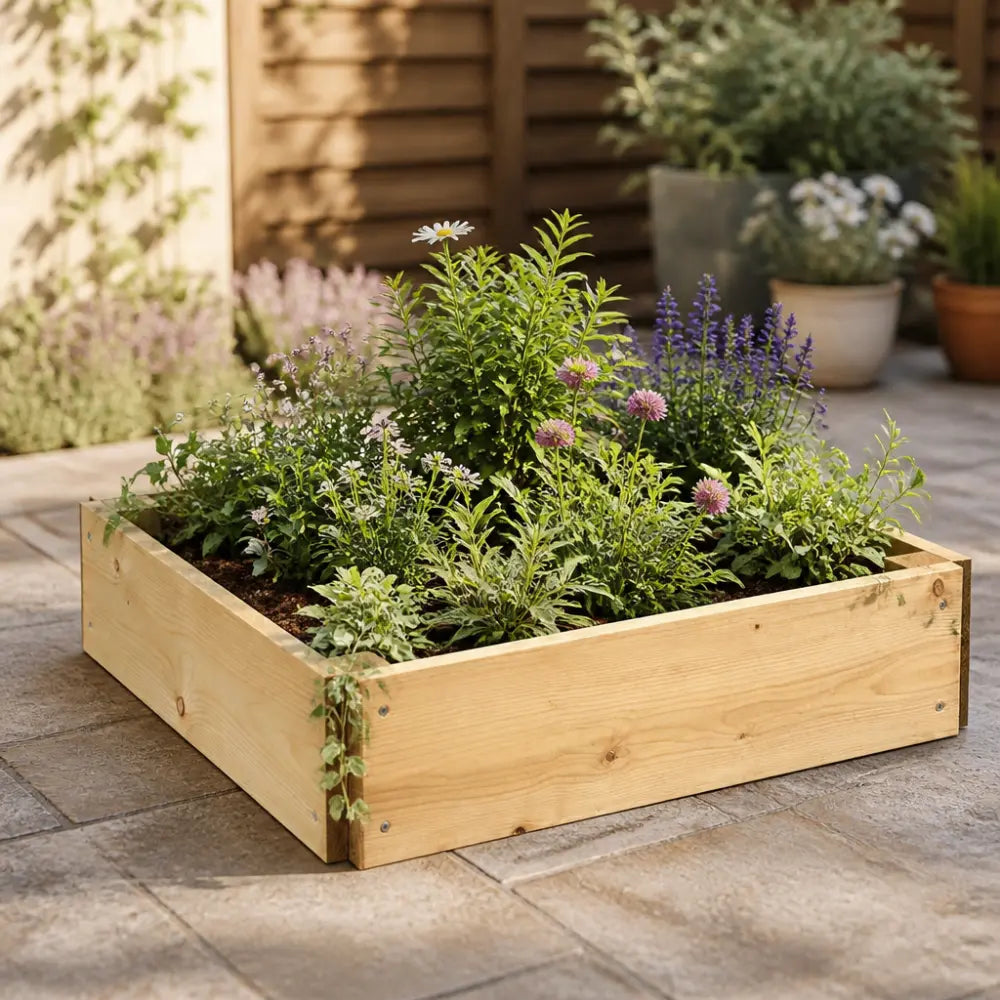 Premium Square Wood Raised Bed