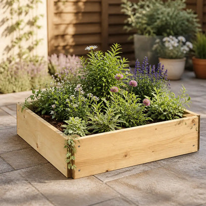 Premium Square Wood Raised Bed