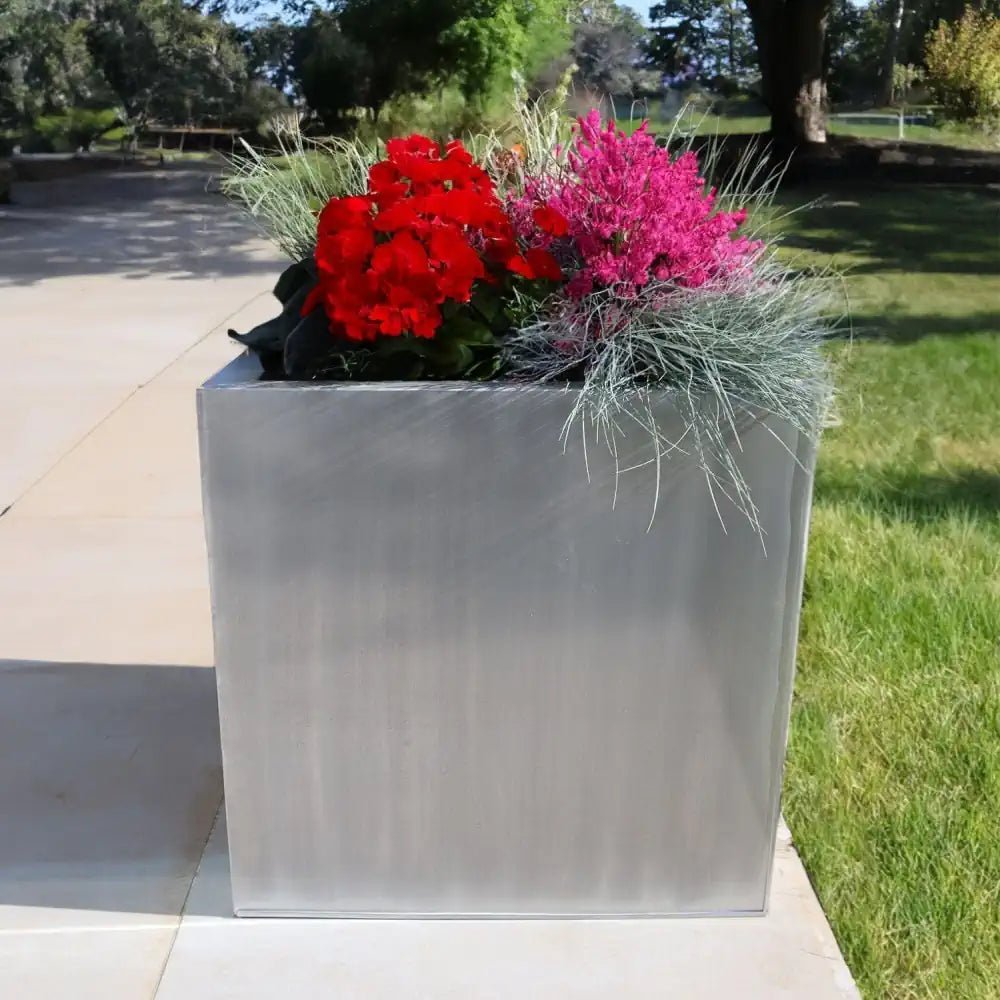 Zinc Galvanised Cube Metal Planter