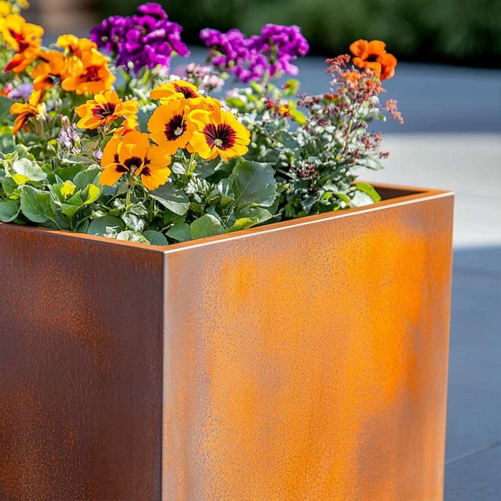 Pre Rusted Planters Pre-Rusted Corten Steel Straight Edge Tall Square Planter – Planters.co.uk