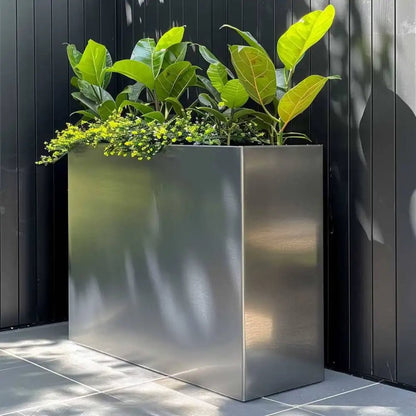 Zinc Galvanised Long Tall Trough Planter