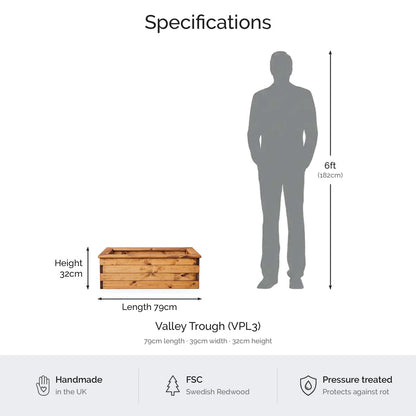 Valley Trough dimensions and specifications #79cm(L) x 39cm(W) x 32cm(H)