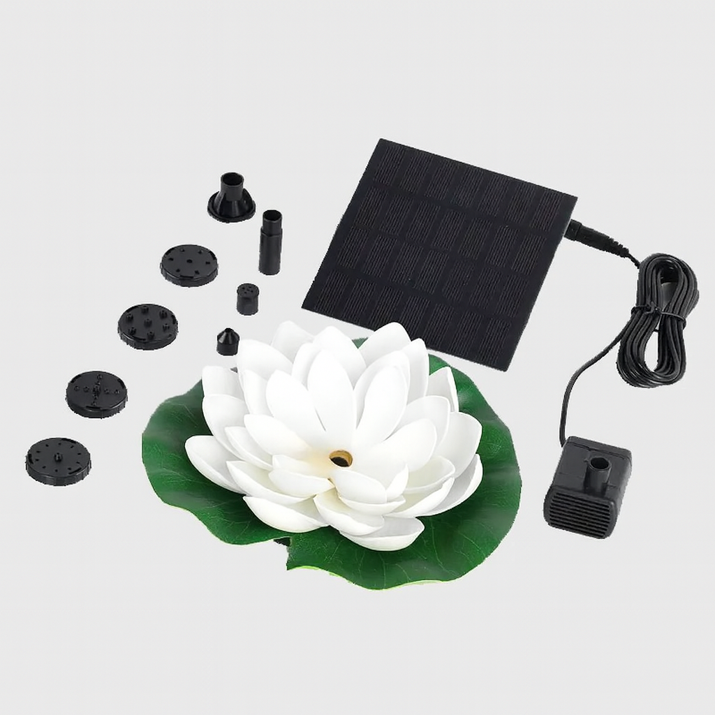 2.5W Floating Solar Pond In A Pot Ivory Lily Fountain Pump