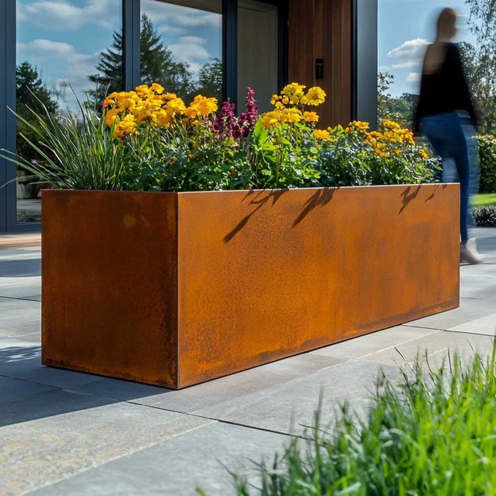 Pre Rusted Planters Pre-Rusted Corten Steel Straight Edge Trough Planter – Planters.co.uk