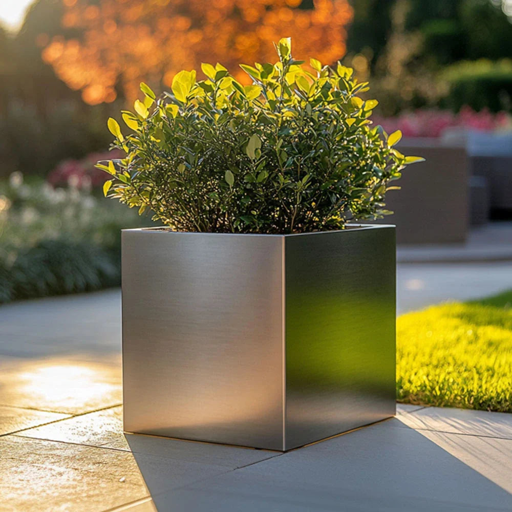 Zinc Galvanised Cube Metal Planter