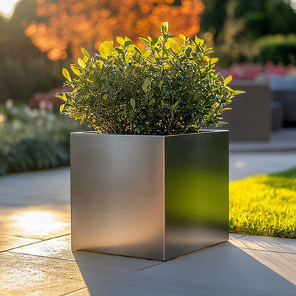 Zinc Galvanised Cube Metal Planter